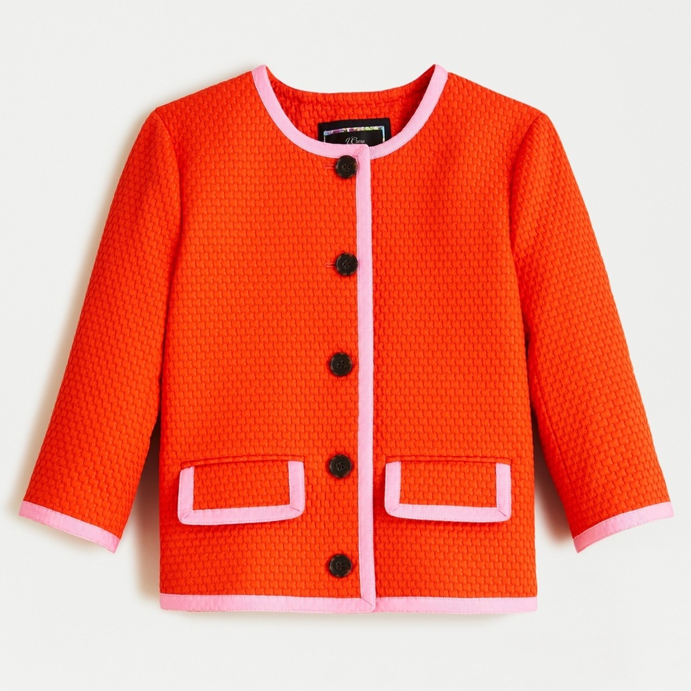 J.Crew Three-quarter-sleeve jacket in matelassé.